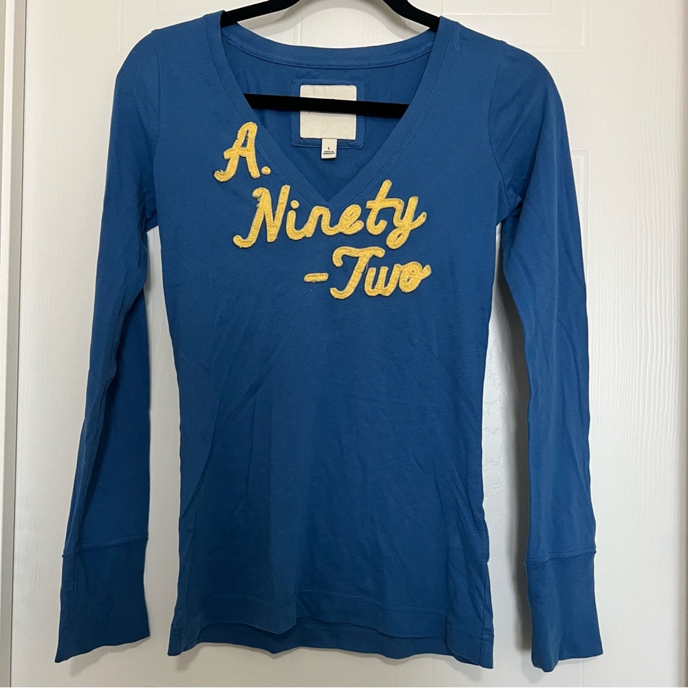 Abercrombie Kids Vivid Blue Long Sleeve Tee with Yellow Script